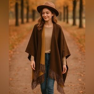 Vertigo Paris Tan and Brown Knit Shawl